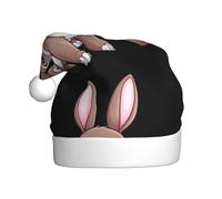WHJDPP Coloriage de lapin mignon image chapeau de Noël en peluche hommes et femmes chapeaux de Noël adultes Nouvel An vacances fêtes casquettes