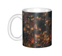 WHJDPP Cozy Little Village Mug en céramique pour cappuccino, latte, céréales, yaourt, lait, boissons chaudes ou froides Four à micro-ondes