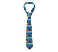 WHJDPP Cravate pour homme avec imprimé poissons tropicaux océans, corail et monde sous-marin - Doux et confortable pour le travail, le travail, un anniversaire, un mariage, une fête, un banquet - 145