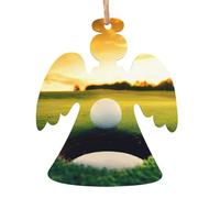 WHJDPP Décoration de Noël en bois en forme d'ange avec impression parcours de golf à suspendre sur les arbres de Noël