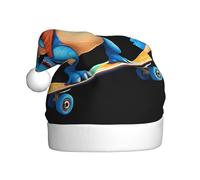 WHJDPP Dinosaure bleu sur planche à roulettes image chapeau de Noël pour adulte pour Noël, Halloween, Nouvel An, soldes, promotions