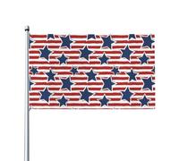 WHJDPP Drapeau à rayures étoiles rouges et blanches - 0,9 x 1,5 m - Bannière en polyester durable pour cour, terrasse, porche et présentations festives - Couleurs vives et installation facile