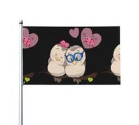 WHJDPP Drapeau de décoration d'extérieur avec imprimé oiseaux d'amour 0,9 x 1,5 m - Bannière en polyester durable pour cour, terrasse, porche et présentations festives - Couleurs vives et installation