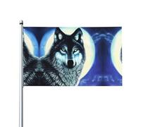 WHJDPP Drapeau de décoration d'extérieur imprimé loup sous la lune 0,9 x 1,5 m - Bannière en polyester durable pour cour, terrasse, porche et présentations festives - Couleurs vives et installation