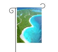 WHJDPP Drapeau de jardin imprimé « An Island in the Ocean » - 30,5 x 45,7 cm - Pour décoration de cour - Largeur de poteau de 3 cm (drapeau uniquement, mât non inclus)