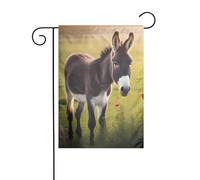 WHJDPP Drapeau de jardin imprimé âne et fleur 30,5 x 45,7 cm pour décoration de cour avec 3 cm de largeur (drapeau uniquement, mât non inclus)