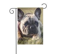 WHJDPP Drapeau de jardin imprimé bouledogue français 30,5 x 45,7 cm pour décoration de cour avec une largeur de poteau de 3 cm (drapeau uniquement, mât non inclus)
