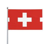 WHJDPP Drapeau suisse imprimé 0,9 x 1,5 m pour décoration extérieure - Bannière en polyester durable pour cour, terrasse, porche et présentations festives - Couleurs vives et installation facile