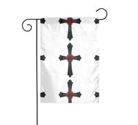 WHJDPP Drapeaux de jardin avec impression croix rose foncée 30,5 x 45,7 cm pour décoration de cour avec une largeur de poteau de 3 cm (drapeau uniquement, mât non inclus)