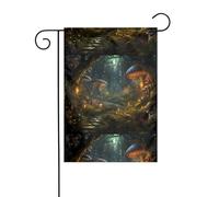 WHJDPP Drapeaux de jardin avec impression de royaume secret de la forêt 30,5 x 45,7 cm pour décoration de cour avec une largeur de poteau de 3 cm (drapeau uniquement, mât non inclus)