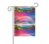 WHJDPP Drapeaux de jardin avec impression pont arc-en-ciel 30,5 x 45,7 cm pour décoration de cour avec une largeur de poteau de 3 cm (drapeau uniquement, mât non inclus)