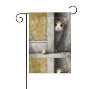 WHJDPP Drapeaux de jardin avec impression « The joy of Cat and Mouse » - 30,5 x 45,7 cm - Pour décoration de cour - Largeur de poteau de 3 cm (drapeau uniquement, mât non inclus)