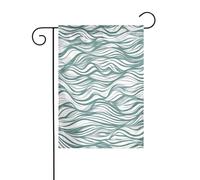 WHJDPP Drapeaux de jardin imprimés à rayures ondulées vertes de 30,5 x 45,7 cm pour décoration de cour avec une largeur de poteau de 3 cm (drapeau uniquement, mât non inclus)
