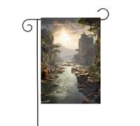 WHJDPP Drapeaux de jardin imprimés montagnes et rivières 30,5 x 45,7 cm pour décoration de cour avec une largeur de poteau de 3 cm (drapeau uniquement, mât non inclus)