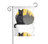 WHJDPP Drapeaux de jardin silencieux avec motif chat noir, 30,5 x 45,7 cm pour décoration de cour avec une largeur de poteau de 3 cm (drapeau uniquement, mât non inclus)