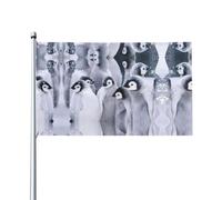WHJDPP Drapeaux décoratifs d'extérieur en polyester de haute qualité pour cour, terrasse et présentations festives - Motif pingouin mignon - 0,9 x 1,5 m