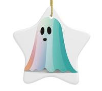 WHJDPP en céramique à suspendre en forme d'étoile pour sapin de Noël - Impressions fantômes colorées pour décoration d'intérieur