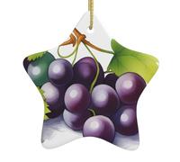 WHJDPP en céramique à suspendre pour sapin de Noël Motif raisins violets et verts avec cordon en fil doré facile à suspendre