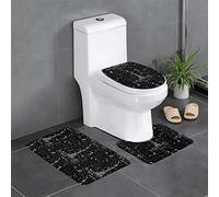 WHJDPP Ensemble de tapis de sol 3 pièces Motif Tour Eiffel de Paris Nuit Absorbant l'eau et antidérapant pour salle de bain, WC et cuisine