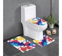 WHJDPP Ensemble de tapis de sol 3 pièces peinture abstraite Splat Image absorbant l'eau et antidérapant pour salle de bain, toilettes et cuisines
