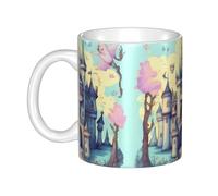 WHJDPP Fairytale Castle Mug en céramique pour cappuccino, latte, céréales, yaourt, lait, boissons chaudes ou froides Four à micro-ondes