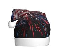 WHJDPP Firework Drapeau Américain 4 Juillet Imprime Chapeau de Noël Durable pour Adulte pour Halloween, Noël, Nouvel An
