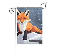 WHJDPP Fox Snow Drapeaux de jardin imprimés 30,5 x 45,7 cm pour décoration de cour avec une largeur de poteau de 3 cm (drapeau uniquement, mât non inclus)