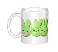 WHJDPP Green Bunny Cookies Mug en céramique pour cappuccino, latte, céréales, yaourt, lait, boissons chaudes ou froides Four à micro-ondes