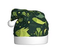 WHJDPP Green Fish Prints Bonnet de Noël pour adulte Doux et moelleux Idéal pour une utilisation à long terme