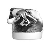 WHJDPP Joli chapeau de Noël imprimé raton laveur pour adulte, doux, léger et moelleux pour homme et femme