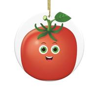 WHJDPP Joli pendentif rond en céramique à suspendre en forme d'arbre de Noël avec tomates - 7,4 cm exquis et durable