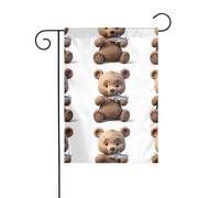 WHJDPP Joli petit ours mangeant un poisson - Drapeaux de jardin 30,5 x 45,7 cm pour décoration de cour avec une largeur de poteau de 3 cm (drapeau uniquement, mât non inclus)