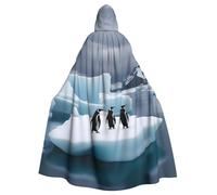 WHJDPP La cape à capuche Penguins On The Iceberg pour adulte est un poncho à capuche super grand, confortable et durable pour Halloween