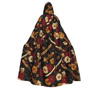 WHJDPP La cape à capuche pour adulte avec impression d'épée de samouraï du Japon est un poncho à capuche super grand, confortable et durable pour Halloween