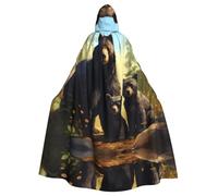 WHJDPP La cape à capuche pour adulte avec impression famille d'ours noirs est un poncho à capuche super grand, confortable et durable pour Halloween