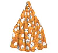 WHJDPP La cape à capuche pour adulte avec impression fantôme et citrouille d'Halloween est un poncho à capuche super grand, confortable et durable pour Halloween