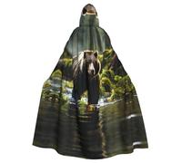 WHJDPP La cape à capuche pour adulte avec impression ours marron est un poncho à capuche super grand, confortable et durable pour Halloween