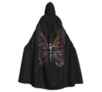 WHJDPP La cape à capuche pour adulte avec impression papillon mystère est un poncho à capuche super grand, confortable et durable pour Halloween