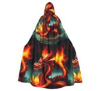 WHJDPP La cape à capuche pour adulte avec impression Roi Dragon en feu est un poncho à capuche super grand, confortable et durable pour Halloween