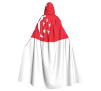 WHJDPP La cape à capuche pour adulte avec imprimé drapeau de Singapour est un poncho à capuche super grand, confortable et durable pour Halloween