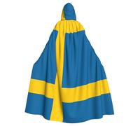 WHJDPP La cape à capuche pour adulte avec imprimé drapeau suédois est un poncho à capuche super grand, confortable et durable pour Halloween