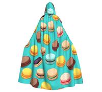 WHJDPP La cape à capuche pour adulte avec imprimé macaron cookies est un poncho à capuche super grand, confortable et durable pour Halloween