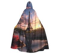 WHJDPP La cape à capuche pour adulte de Paris Tour Eiffel est un poncho à capuche super grand, confortable et durable pour Halloween