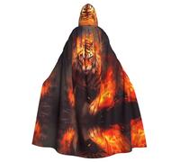 WHJDPP La cape à capuche pour adulte Flame Tiger est un poncho à capuche super grand, confortable et durable pour Halloween