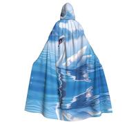 WHJDPP La cape à capuche pour adulte imprimé cygne dans le lac est un poncho à capuche super grand, confortable et durable pour Halloween