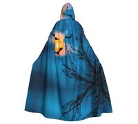 WHJDPP La cape à capuche pour adulte imprimée chauve-souris sous le ciel nocturne est un poncho à capuche super grand, confortable et durable pour Halloween