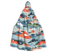WHJDPP La cape à capuche pour adulte imprimée de l'île de Jeju est un poncho à capuche super grand, confortable et durable pour Halloween