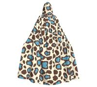 WHJDPP La cape à capuche pour adulte imprimée léopard bleu est un poncho à capuche super grand, confortable et durable pour Halloween