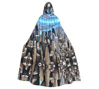 WHJDPP La cape à capuche pour adulte imprimée paysage de New York est un poncho à capuche super grand, confortable et durable pour Halloween