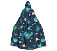 WHJDPP La cape à capuche pour adulte imprimée Terre et lune est un poncho à capuche super grand, confortable et durable pour Halloween